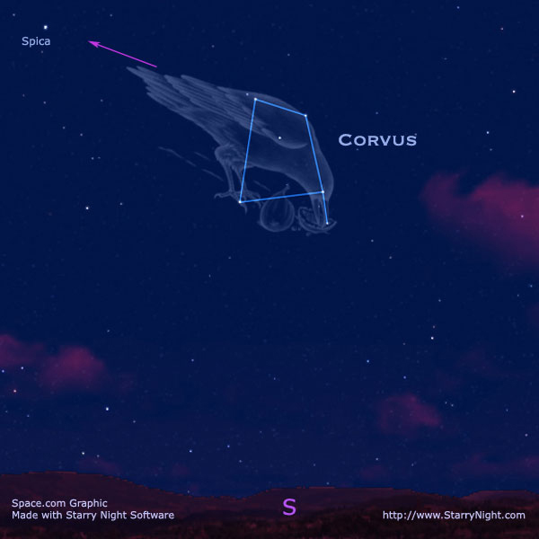 Celestial Crow and Cross Standing Out in Night Sky